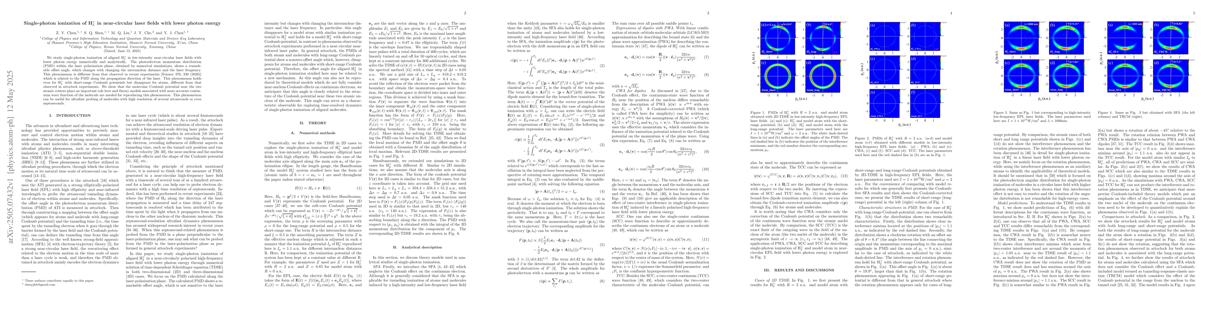 Thumbnail for Single-photon ionization of H$_2^+$ in near-circular laser fields with
  lower photon energy