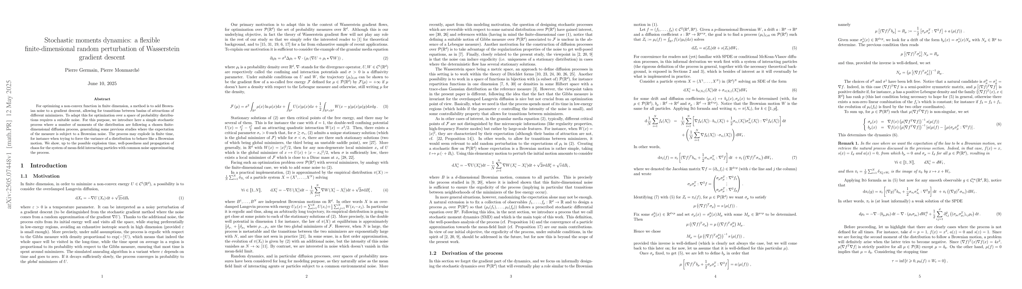 Thumbnail for Stochastic moments dynamics: a flexible finite-dimensional random
  perturbation of Wasserstein gradient descent