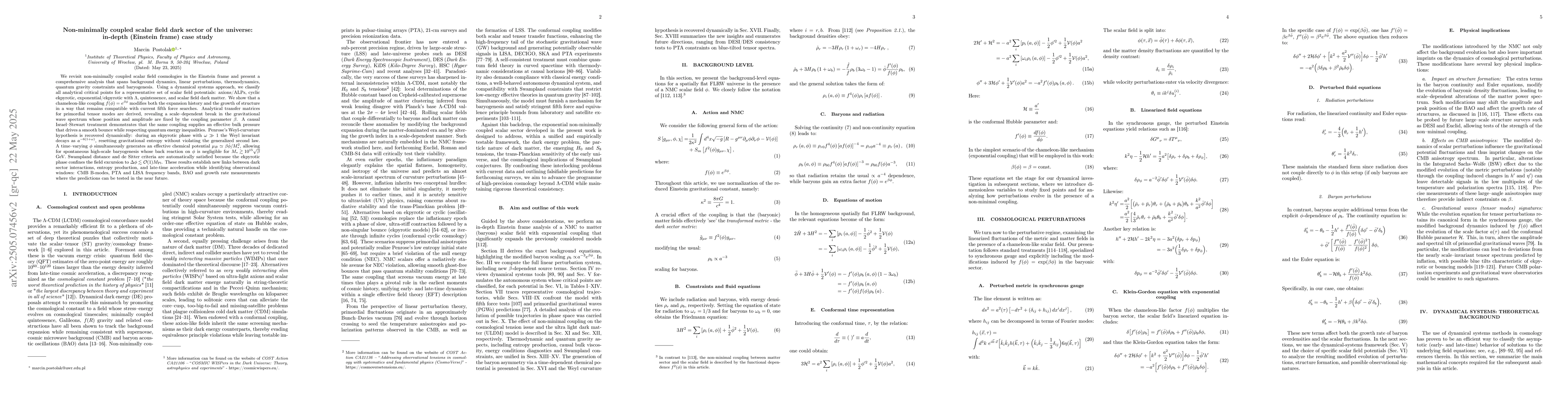 Thumbnail for Non-minimally coupled scalar field dark sector of the universe: in-depth
  (Einstein frame) case study