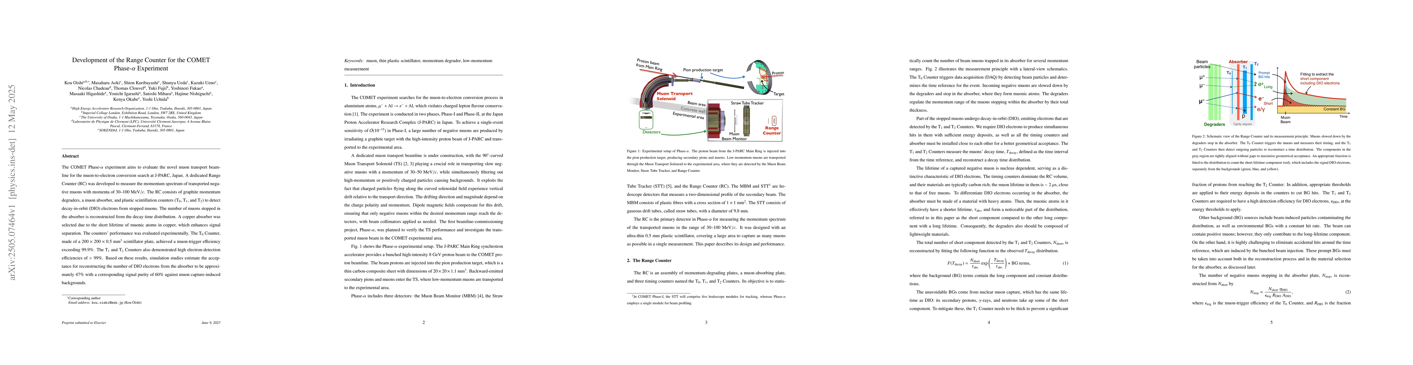 Thumbnail for Development of the Range Counter for the COMET Phase-$α$ Experiment