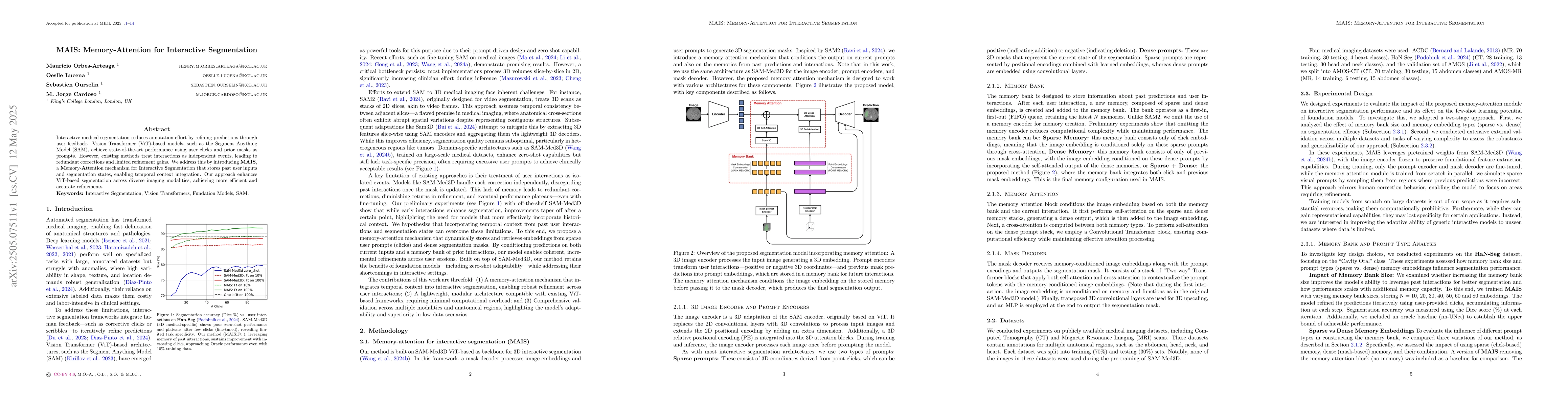 Thumbnail for MAIS: Memory-Attention for Interactive Segmentation