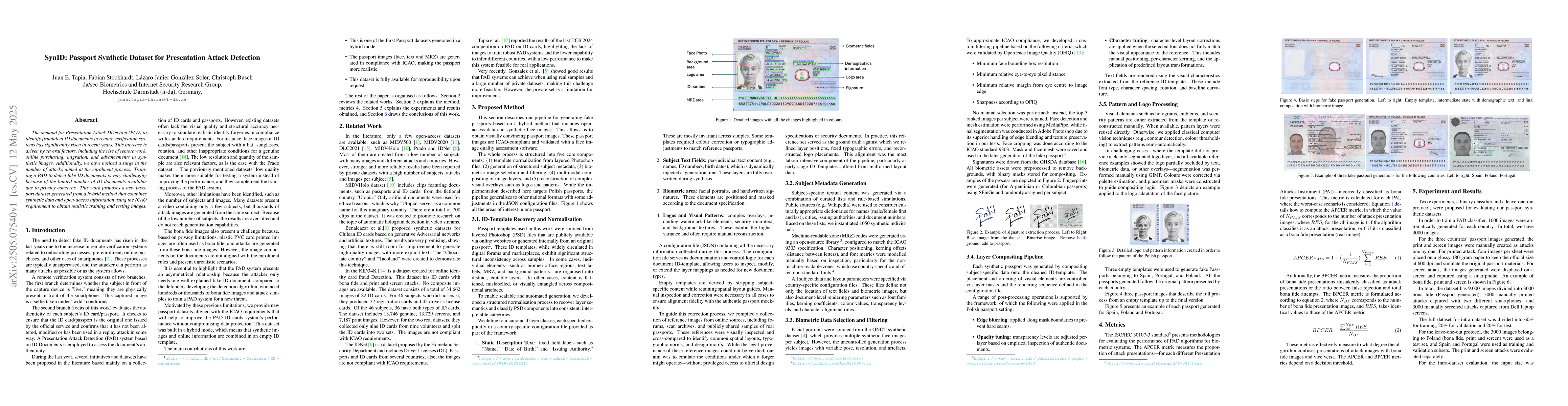 Thumbnail for SynID: Passport Synthetic Dataset for Presentation Attack Detection
