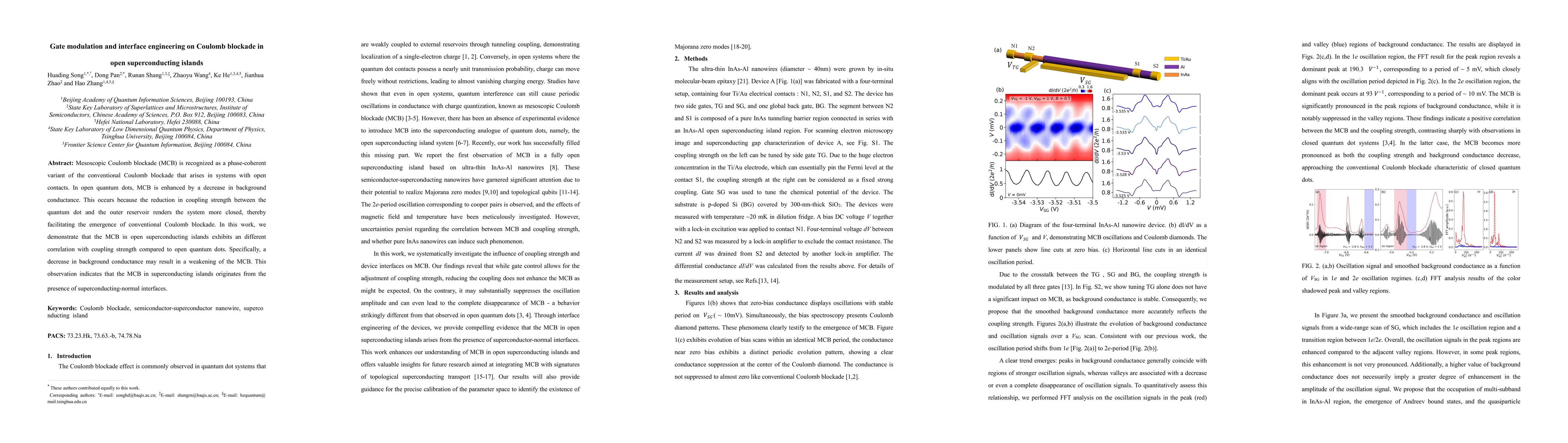 Thumbnail for Gate modulation and interface engineering on Coulomb blockade in open
  superconducting islands