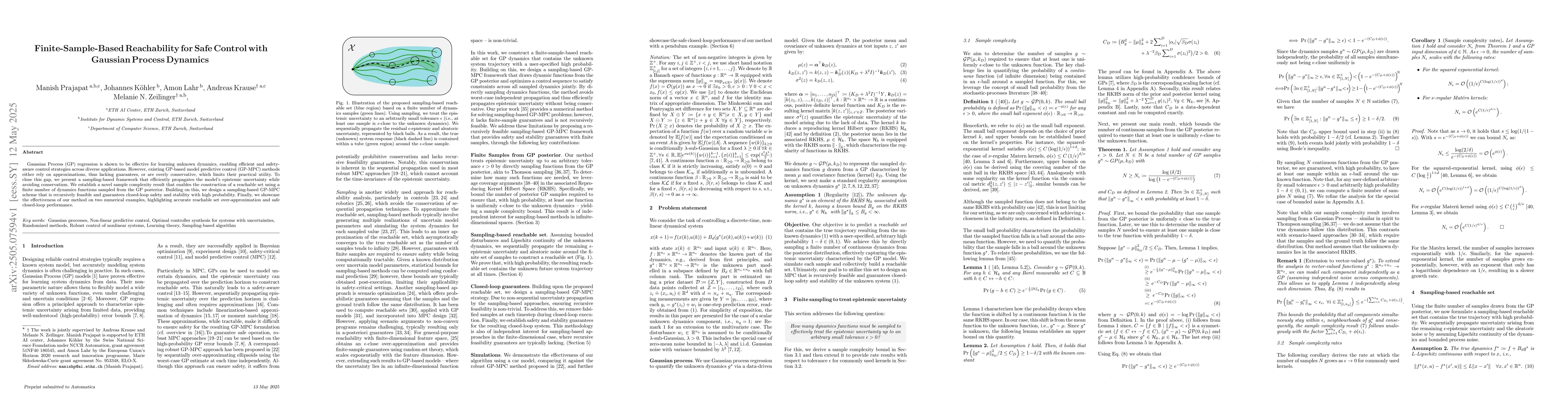 Thumbnail for Finite-Sample-Based Reachability for Safe Control with Gaussian Process
  Dynamics