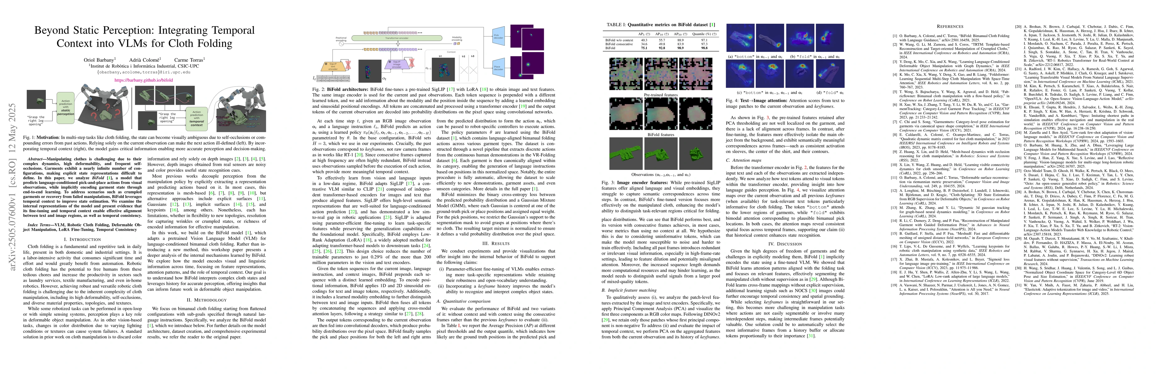 Thumbnail for Beyond Static Perception: Integrating Temporal Context into VLMs for
  Cloth Folding