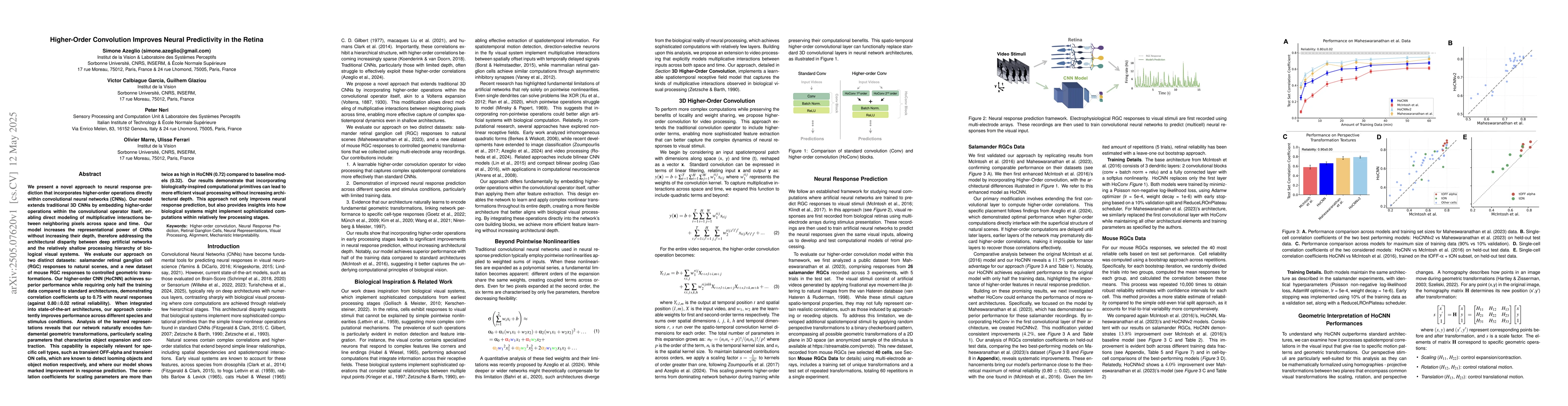 Thumbnail for Higher-Order Convolution Improves Neural Predictivity in the Retina