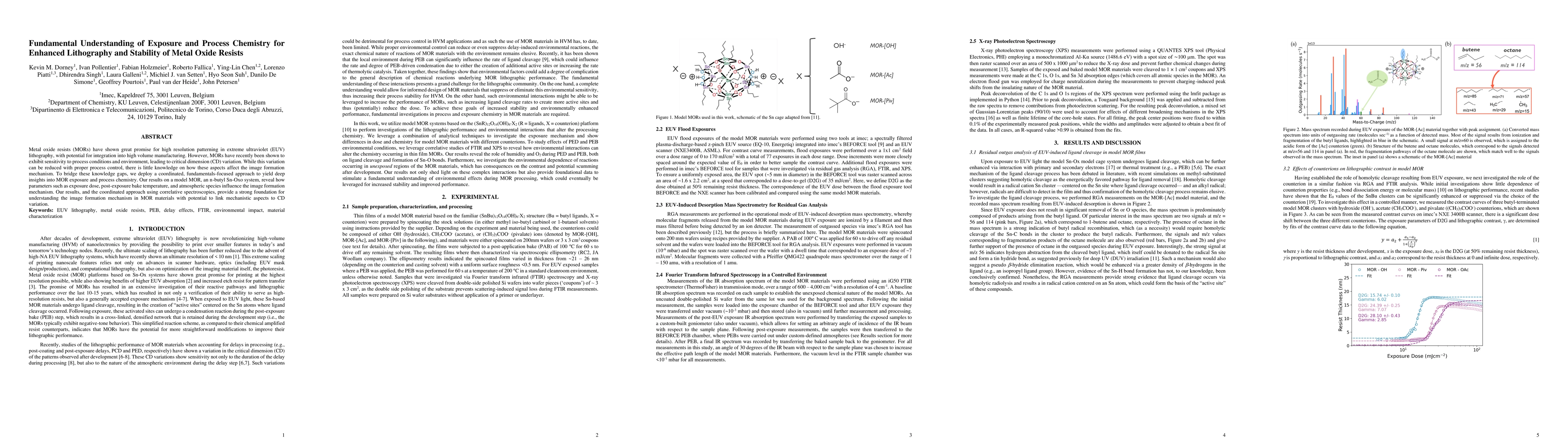 Thumbnail for Fundamental Understanding of Exposure and Process Chemistry for Enhanced
  Lithography and Stability of Metal Oxide Resists