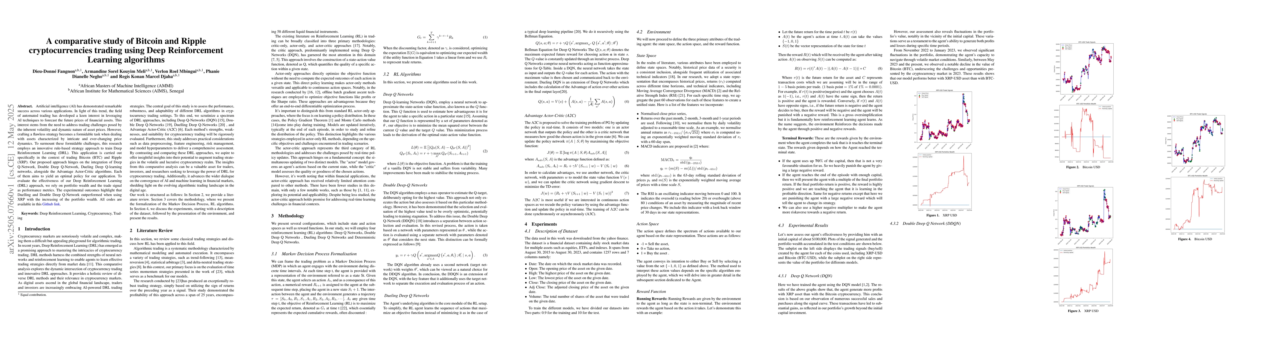 Thumbnail for A comparative study of Bitcoin and Ripple cryptocurrencies trading using
  Deep Reinforcement Learning algorithms