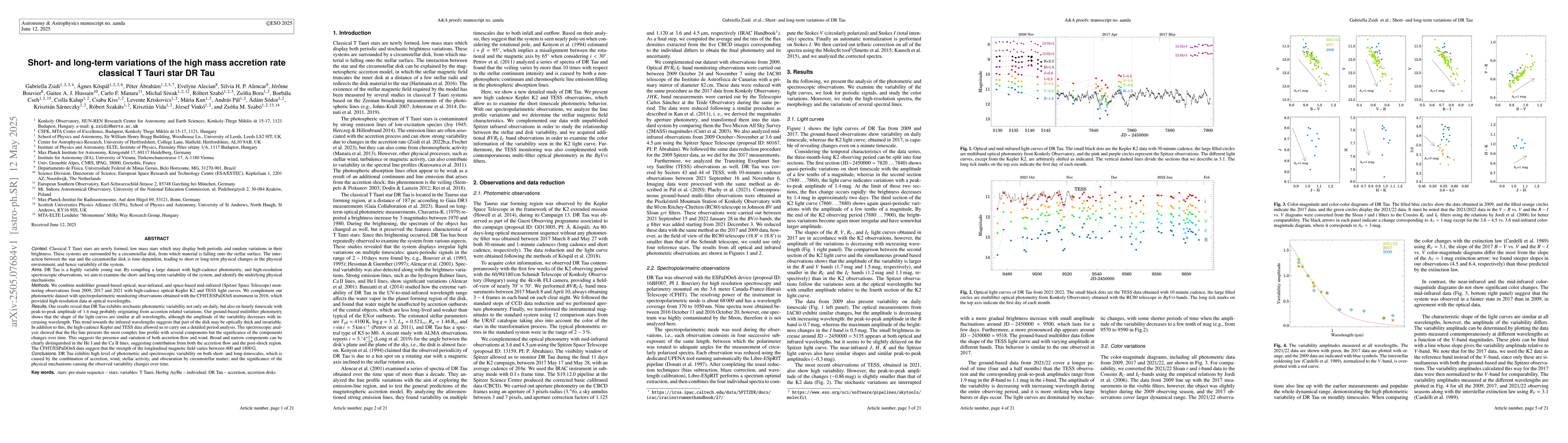 Thumbnail for Short- and long-term variations of the high mass accretion rate
  classical T Tauri star DR Tau
