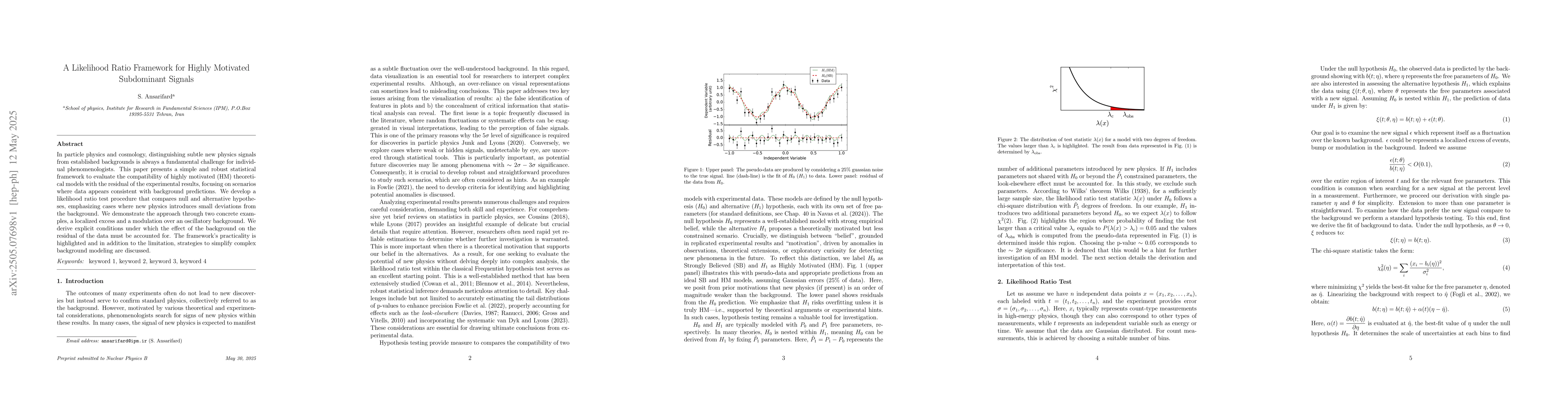 Thumbnail for A Likelihood Ratio Framework for Highly Motivated Subdominant Signals