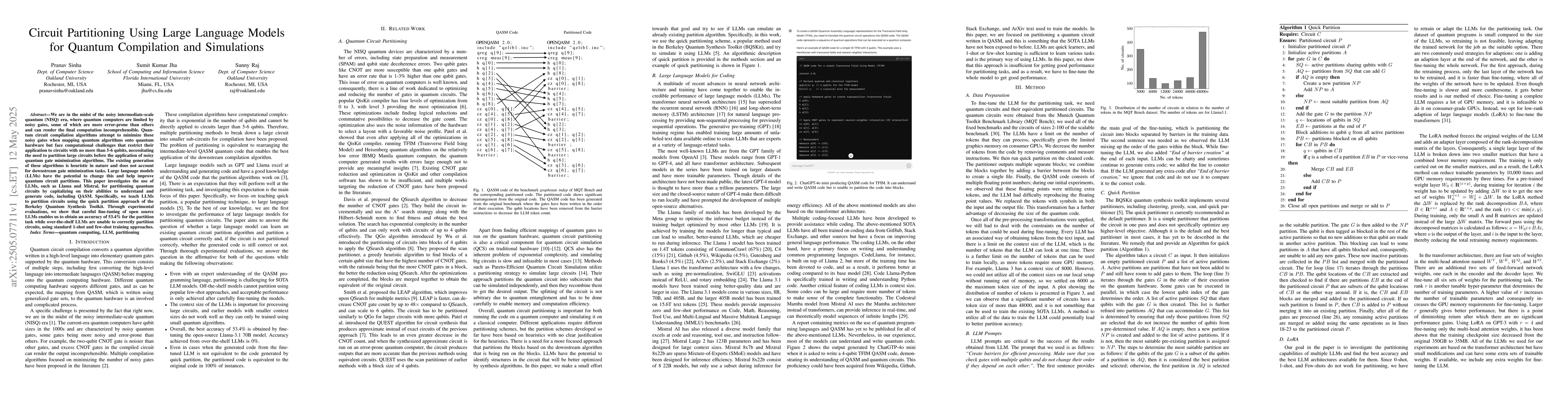 Thumbnail for Circuit Partitioning Using Large Language Models for Quantum Compilation
  and Simulations