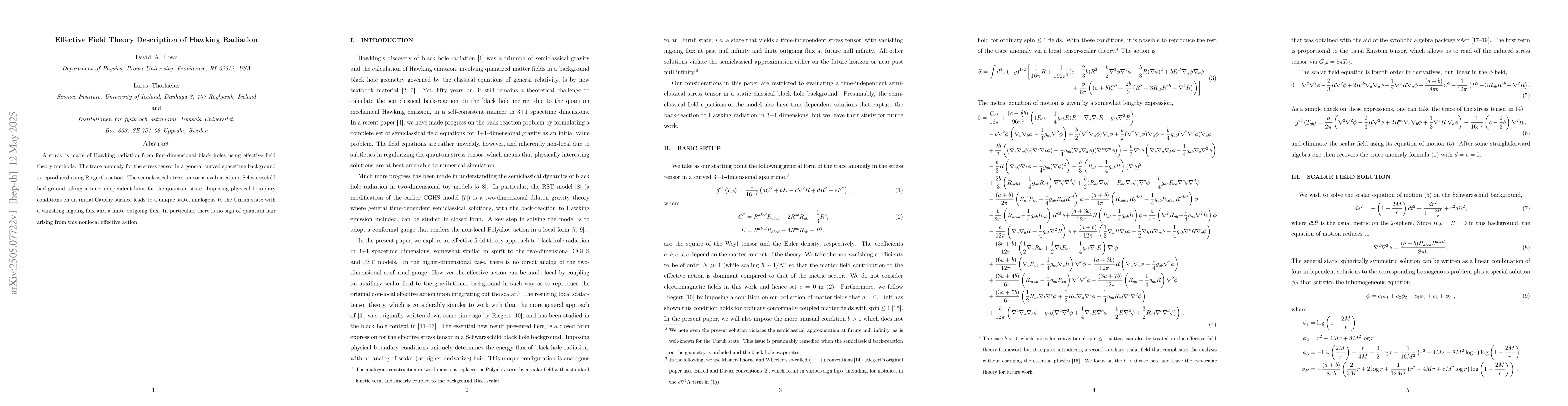 Thumbnail for Effective Field Theory Description of Hawking Radiation