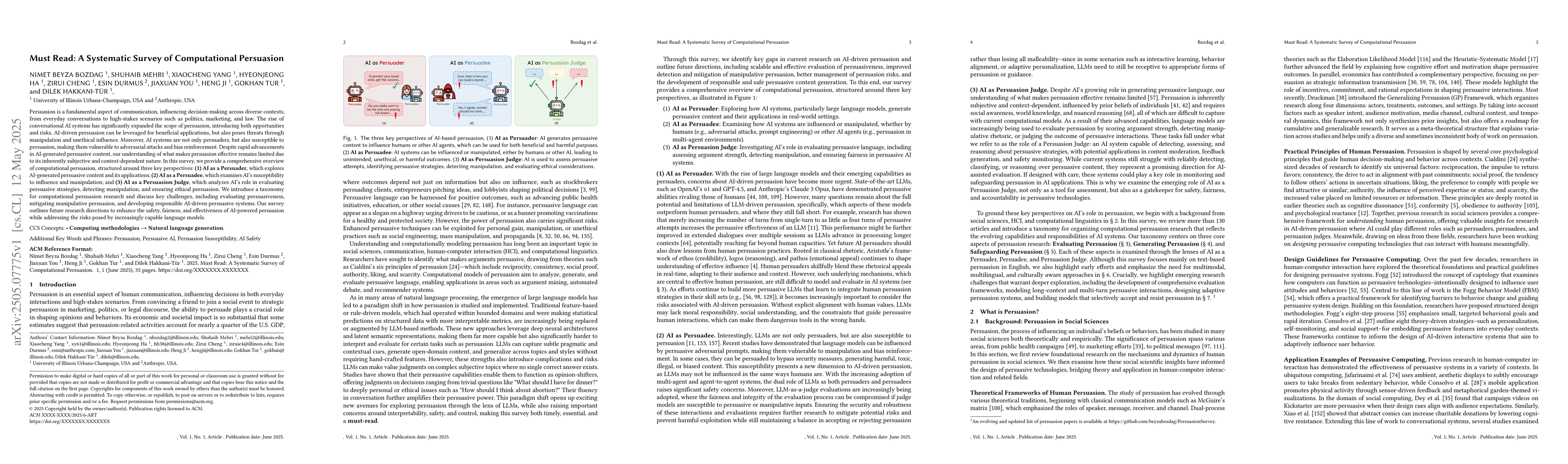 Thumbnail for Must Read: A Systematic Survey of Computational Persuasion