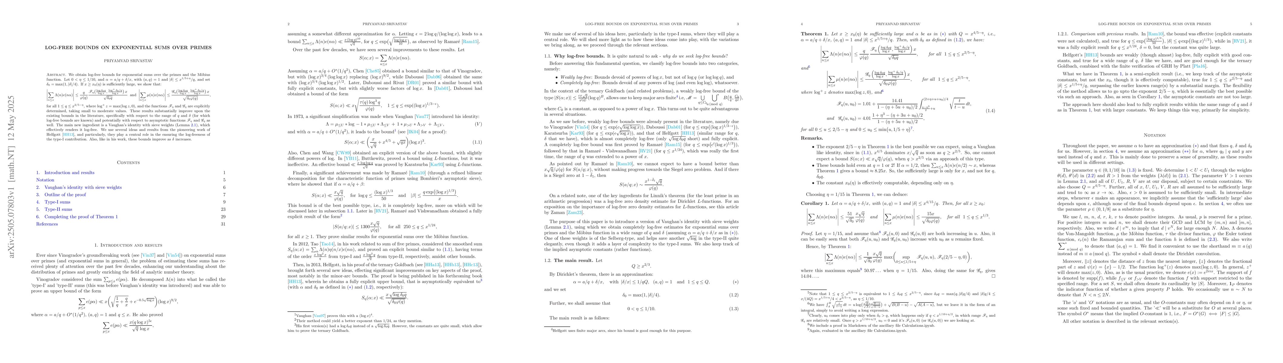 Thumbnail for Log-free bounds on exponential sums over primes