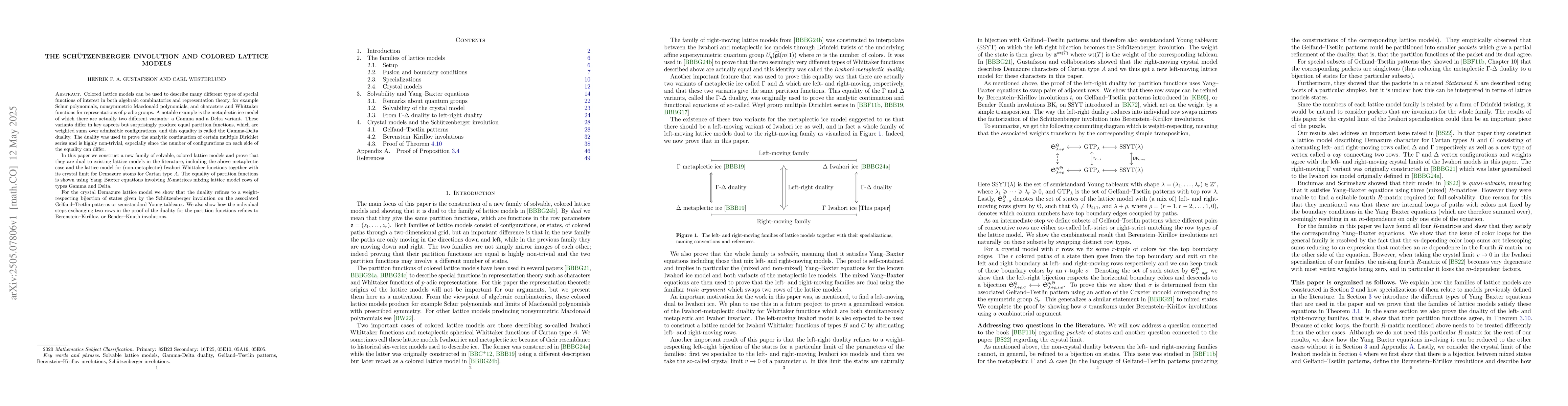 Thumbnail for The Schützenberger involution and colored lattice models