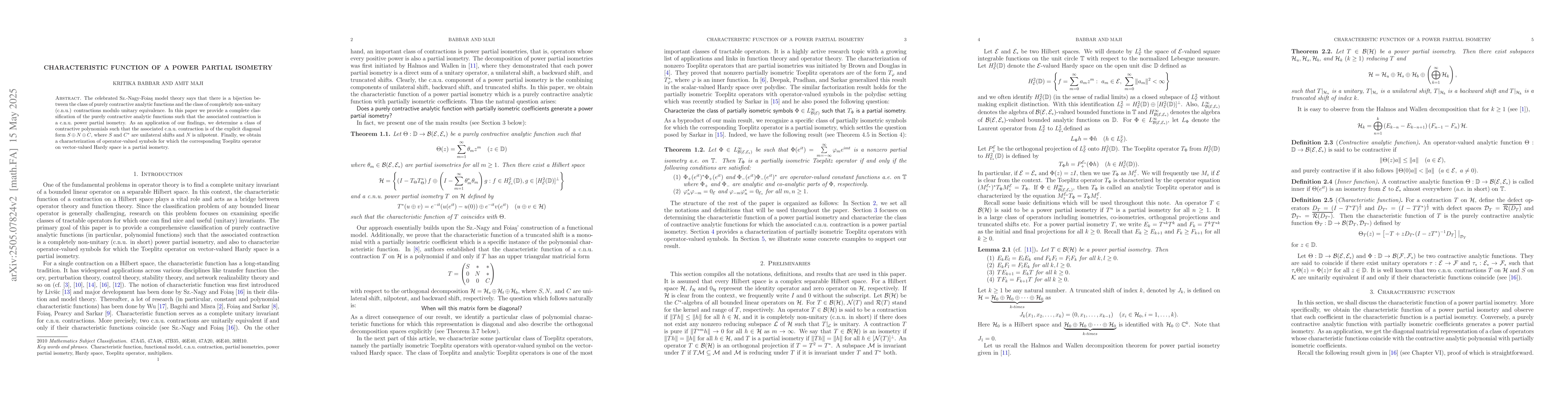 Thumbnail for Characteristic function of a power partial isometry