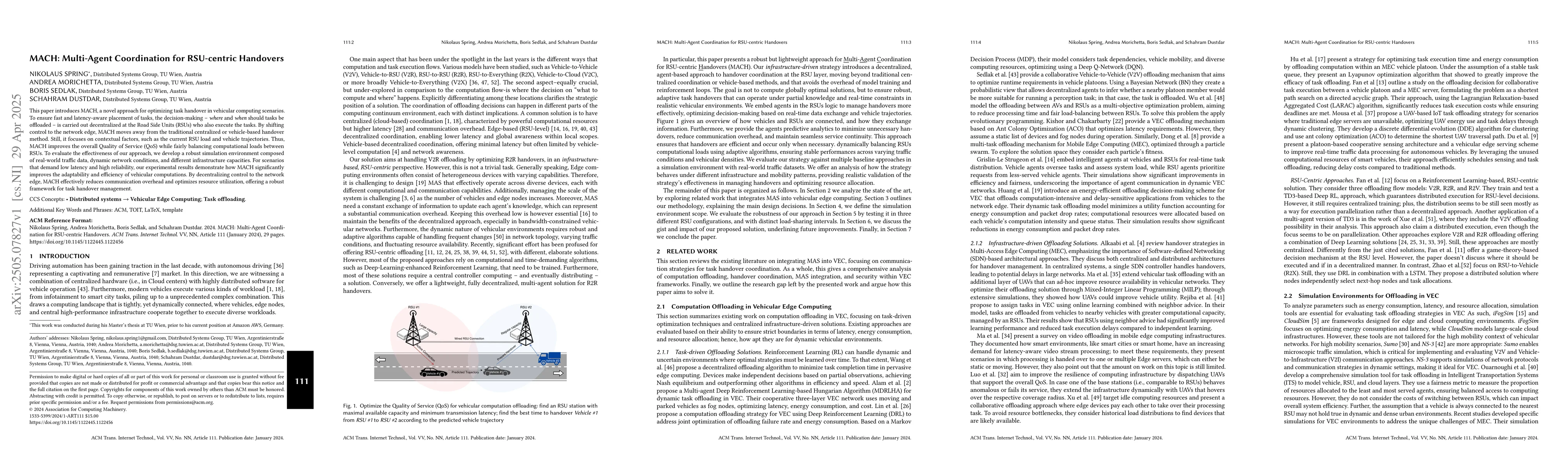 Thumbnail for MACH: Multi-Agent Coordination for RSU-centric Handovers