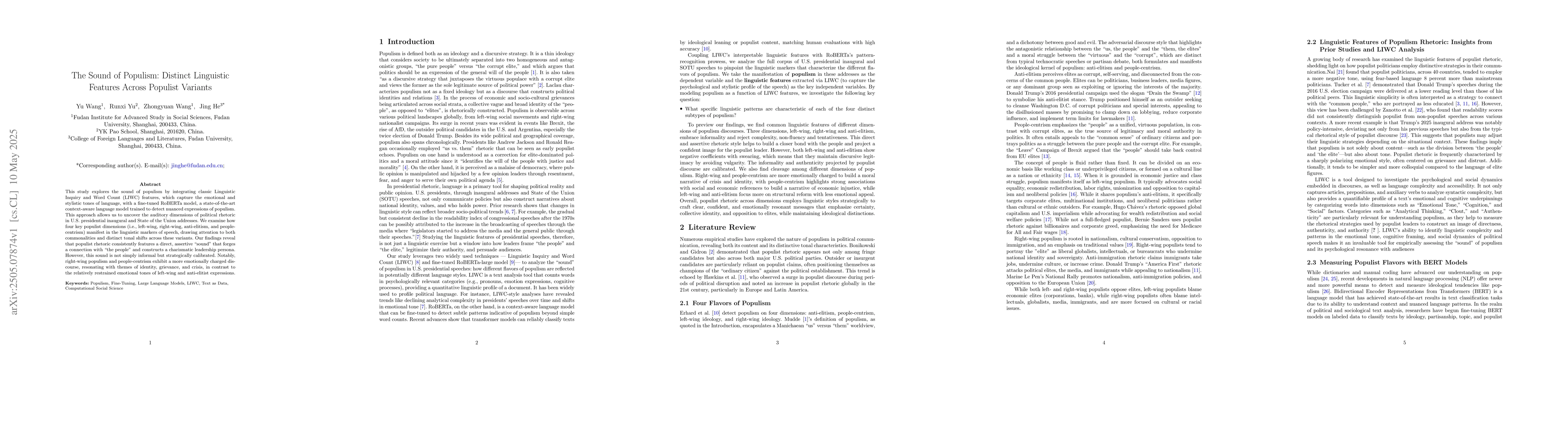 Thumbnail for The Sound of Populism: Distinct Linguistic Features Across Populist
  Variants