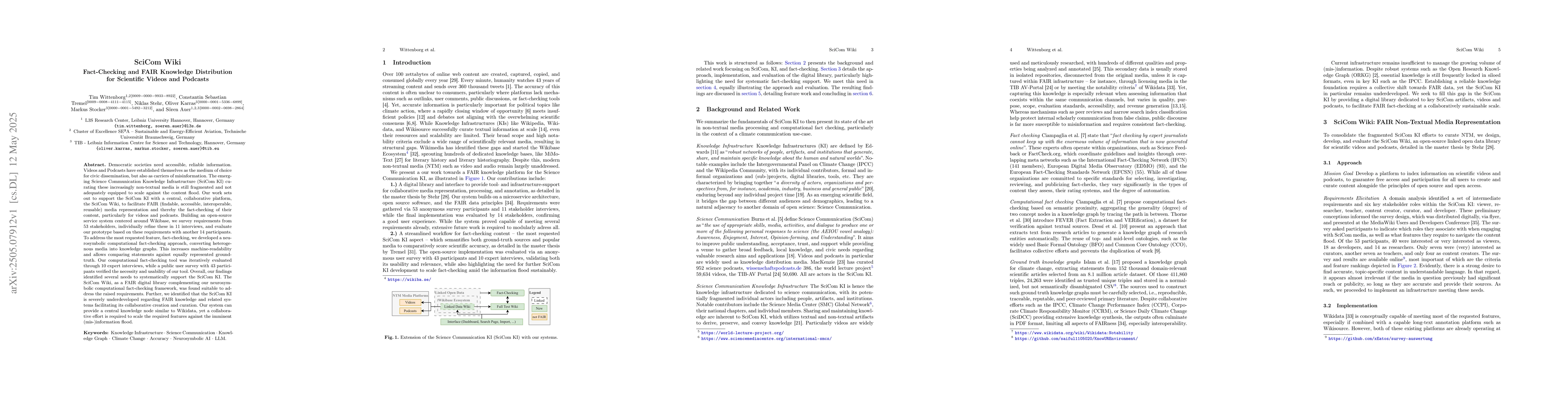 Thumbnail for SciCom Wiki: Fact-Checking and FAIR Knowledge Distribution for
  Scientific Videos and Podcasts