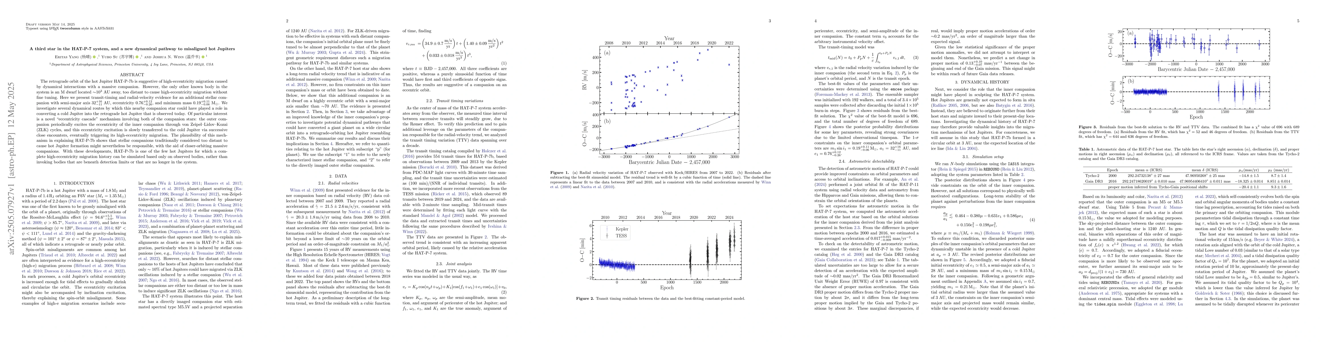 Thumbnail for A third star in the HAT-P-7 system, and a new dynamical pathway to
  misaligned hot Jupiters