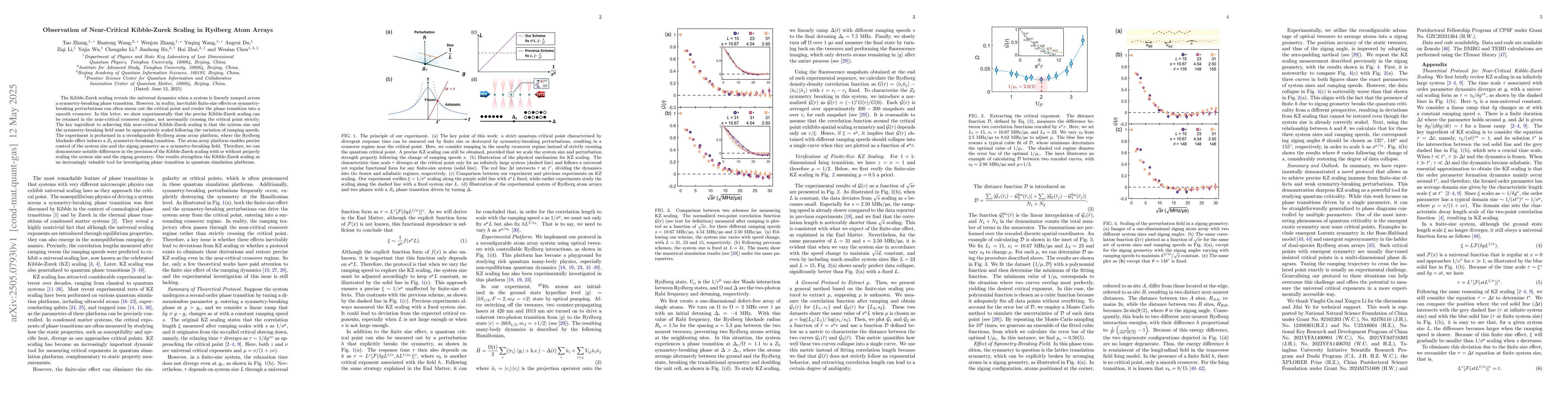 Thumbnail for Observation of Near-Critical Kibble-Zurek Scaling in Rydberg Atom Arrays