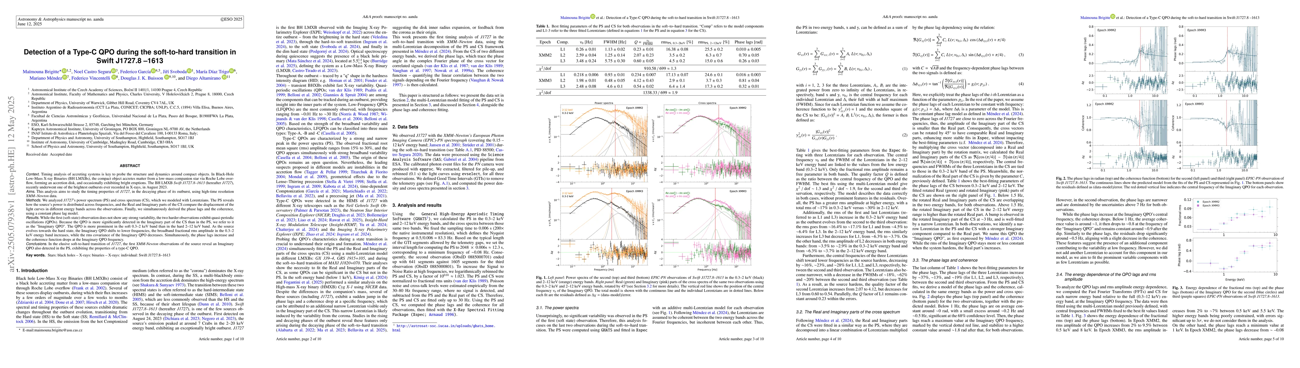 Thumbnail for Detection of a Type-C QPO during the soft-to-hard transition in Swift
  J1727.8-1613