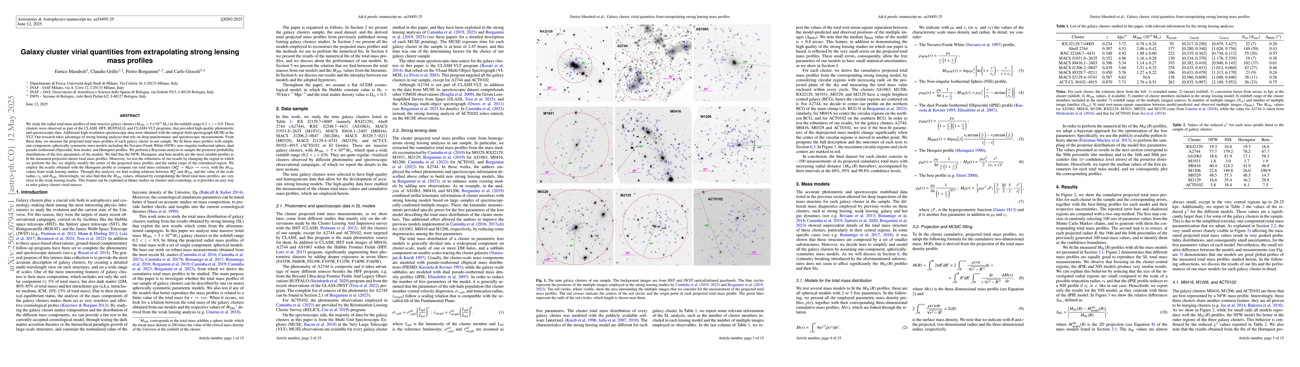 Thumbnail for Galaxy cluster virial quantities from extrapolating strong lensing mass
  profiles