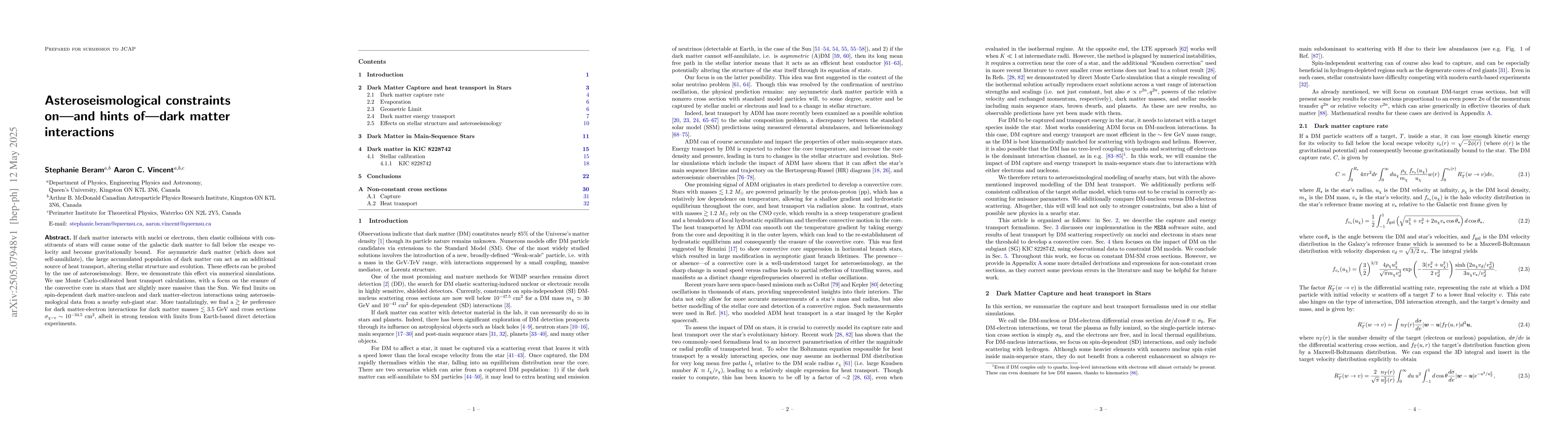 Thumbnail for Asteroseismological constraints on--and hints of--dark matter
  interactions