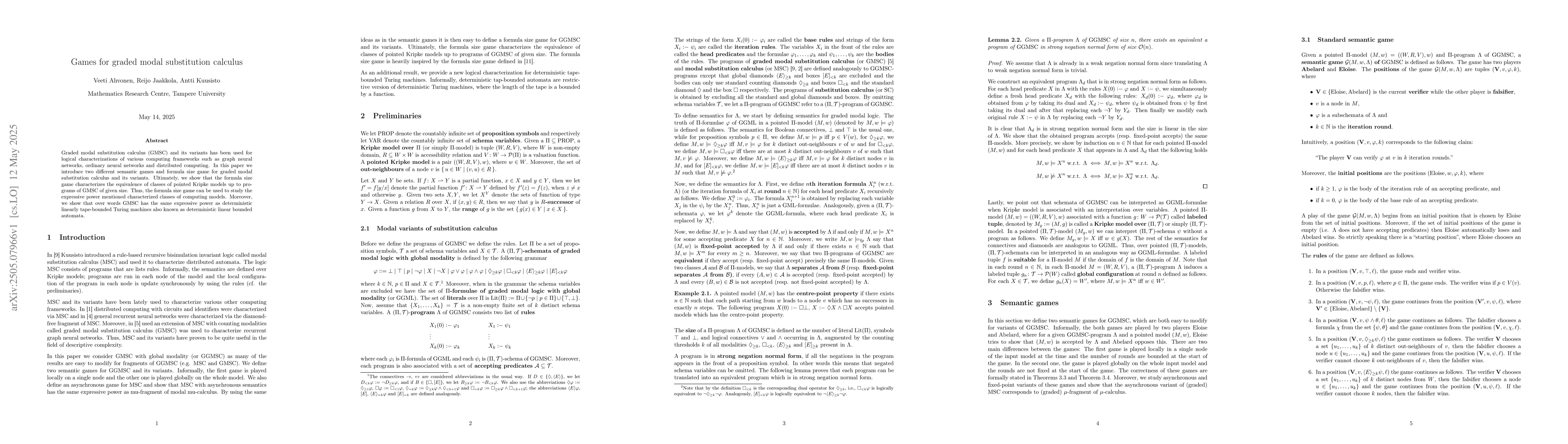 Thumbnail for Games for graded modal substitution calculus
