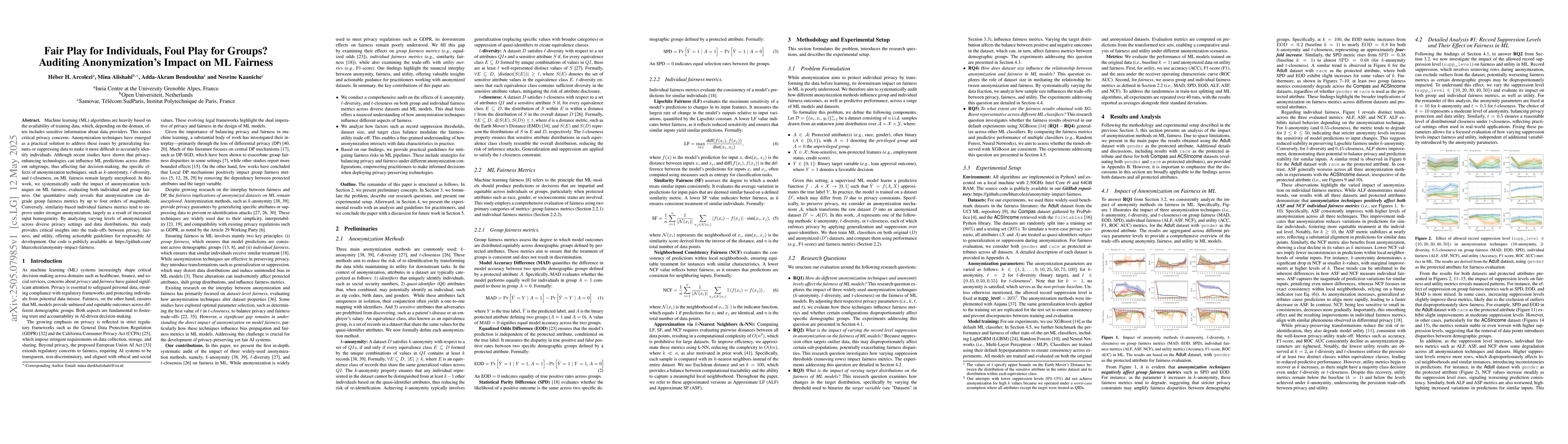 Thumbnail for Fair Play for Individuals, Foul Play for Groups? Auditing
  Anonymization's Impact on ML Fairness
