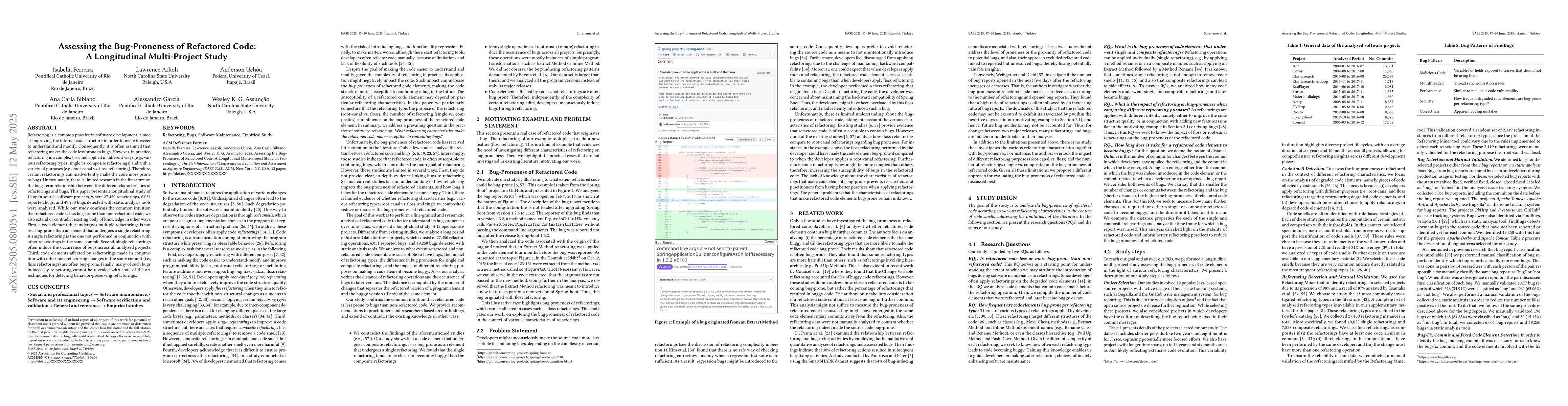 Thumbnail for Assessing the Bug-Proneness of Refactored Code: A Longitudinal
  Multi-Project Study