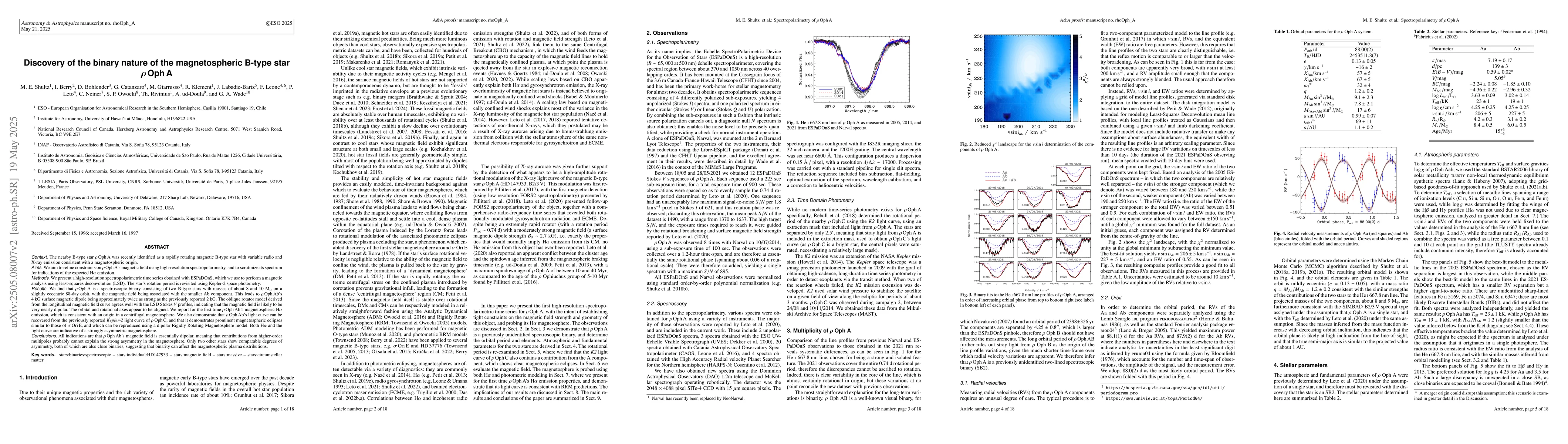 Thumbnail for Discovery of the binary nature of the magnetospheric B-type star $ρ$
  Oph A