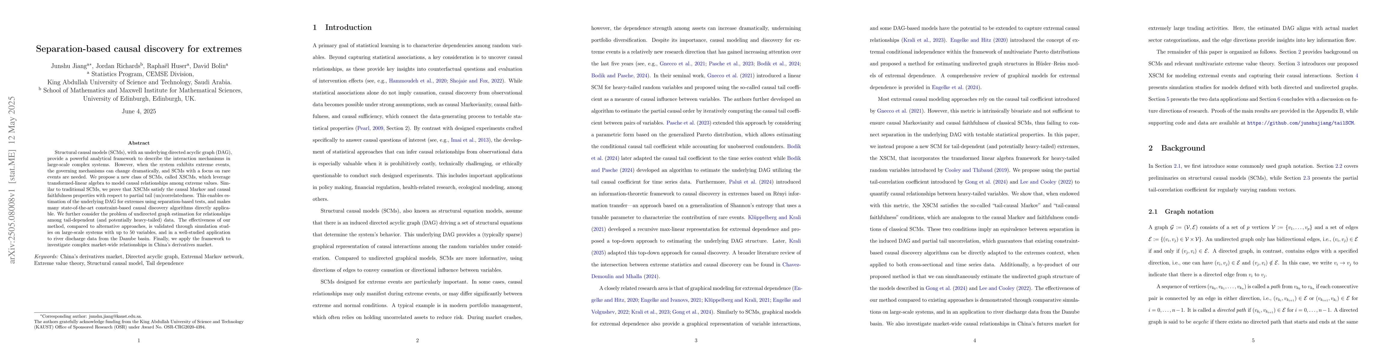 Thumbnail for Separation-based causal discovery for extremes