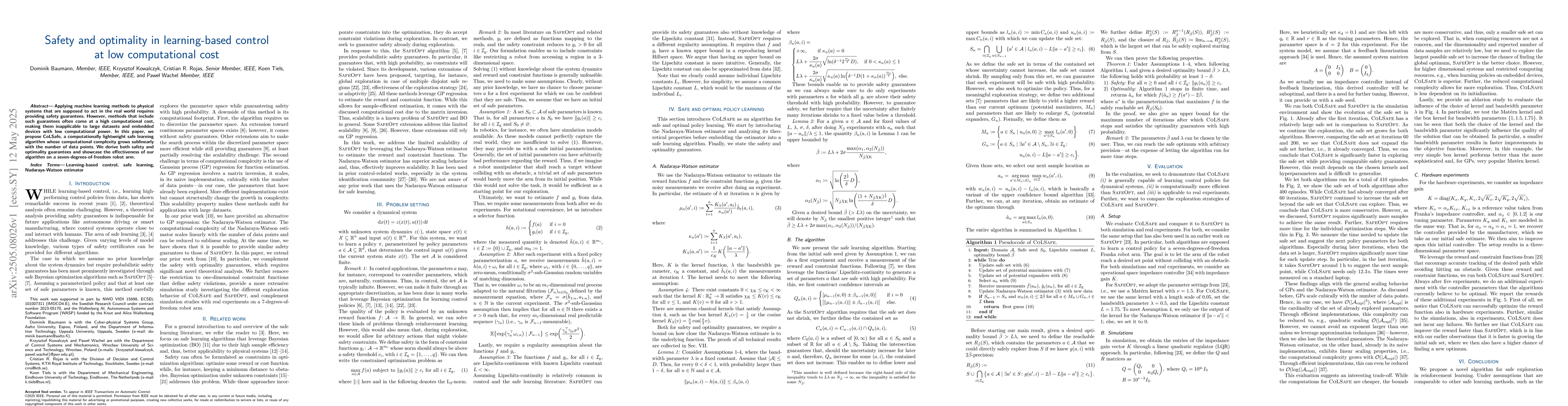 Thumbnail for Safety and optimality in learning-based control at low computational
  cost