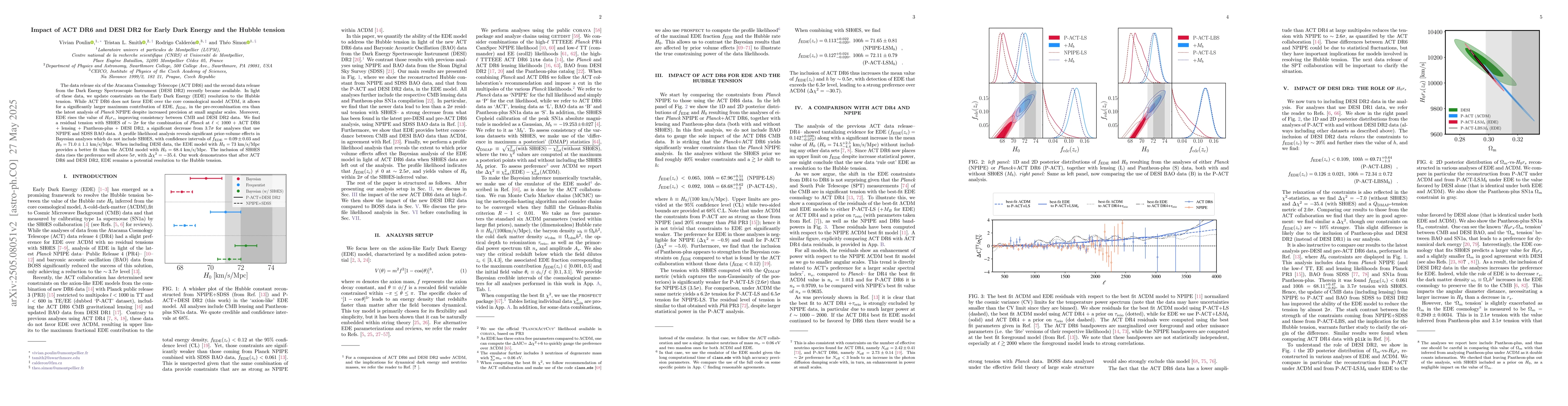 Thumbnail for Impact of ACT DR6 and DESI DR2 for Early Dark Energy and the Hubble
  tension
