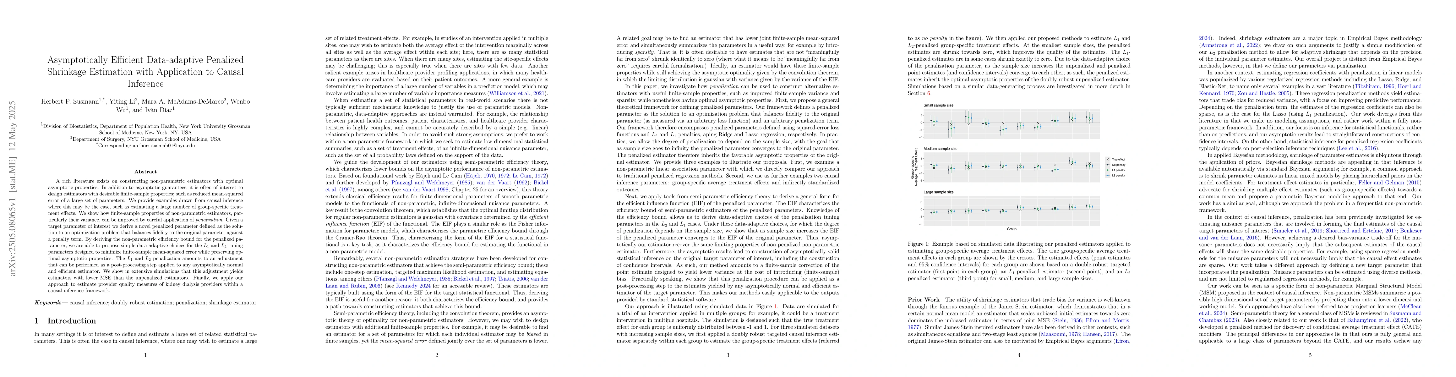 Thumbnail for Asymptotically Efficient Data-adaptive Penalized Shrinkage Estimation
  with Application to Causal Inference