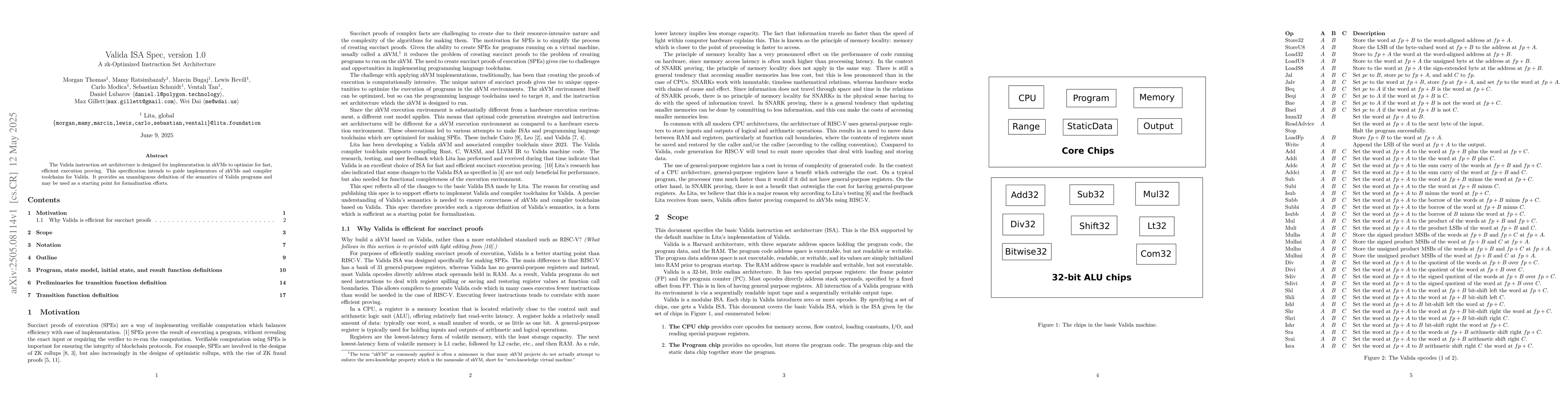 Thumbnail for Valida ISA Spec, version 1.0: A zk-Optimized Instruction Set
  Architecture