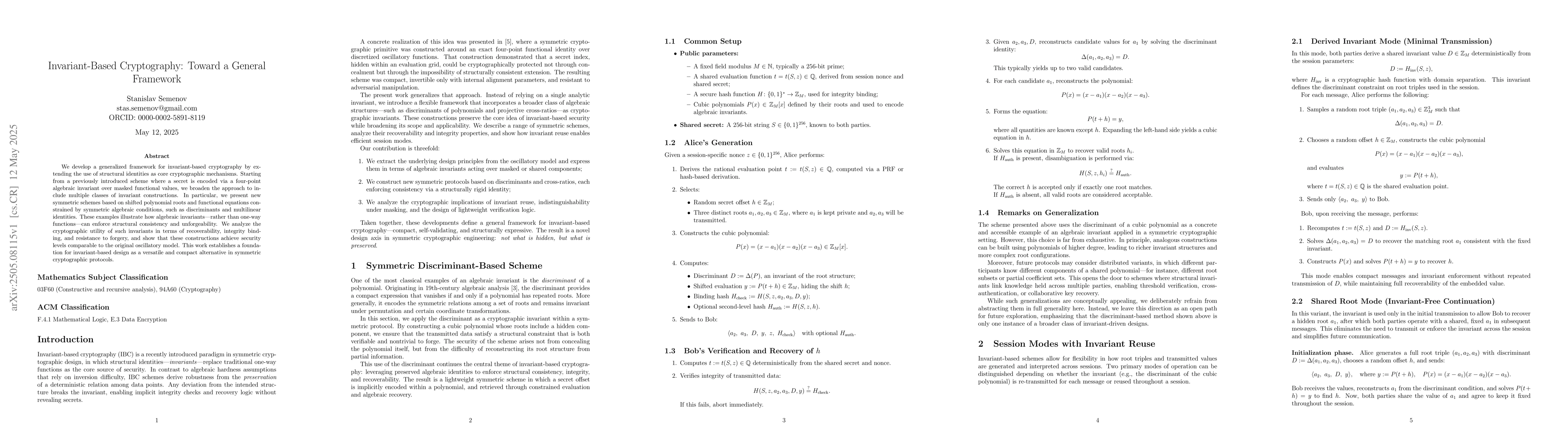 Thumbnail for Invariant-Based Cryptography: Toward a General Framework