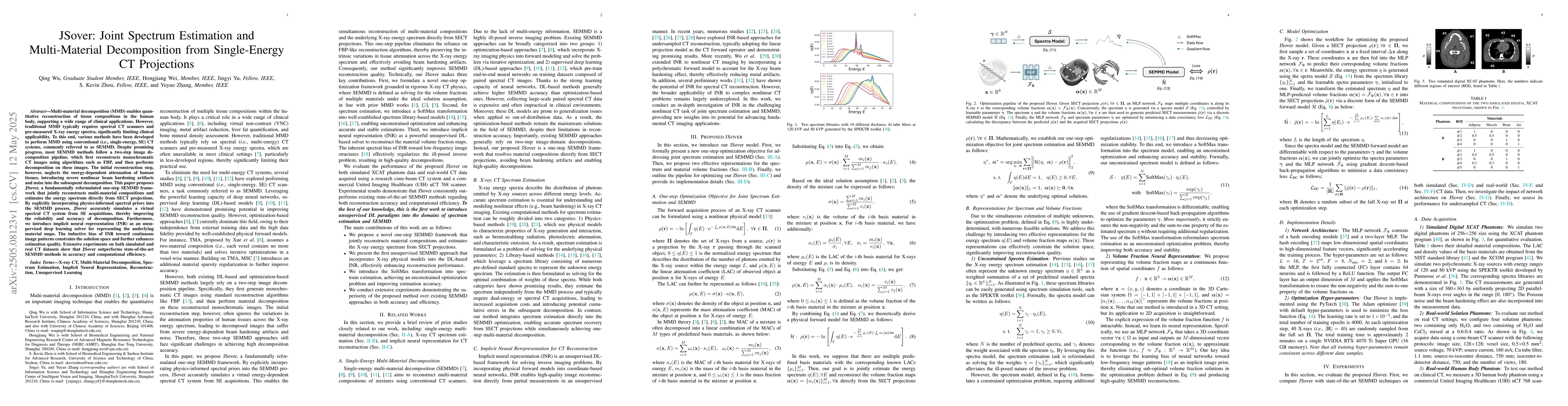 Thumbnail for JSover: Joint Spectrum Estimation and Multi-Material Decomposition from
  Single-Energy CT Projections