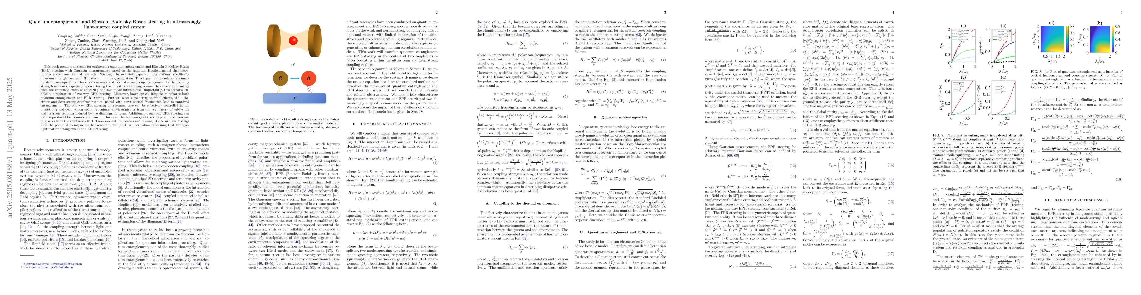 Thumbnail for Quantum entanglement and Einstein-Podolsky-Rosen steering in
  ultrastrongly light-matter coupled system