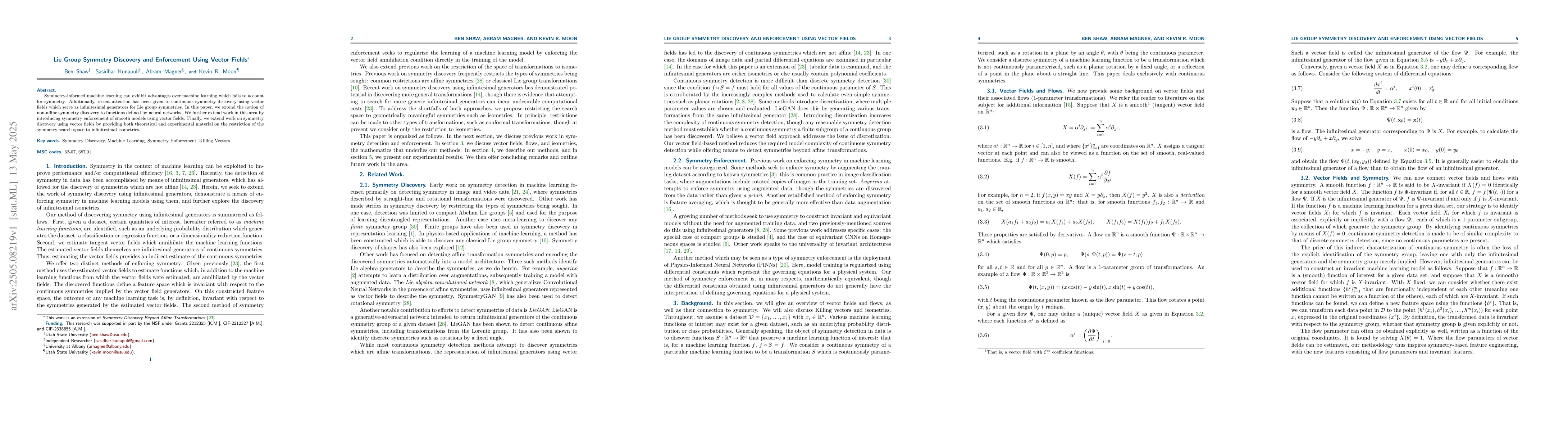 Thumbnail for Lie Group Symmetry Discovery and Enforcement Using Vector Fields