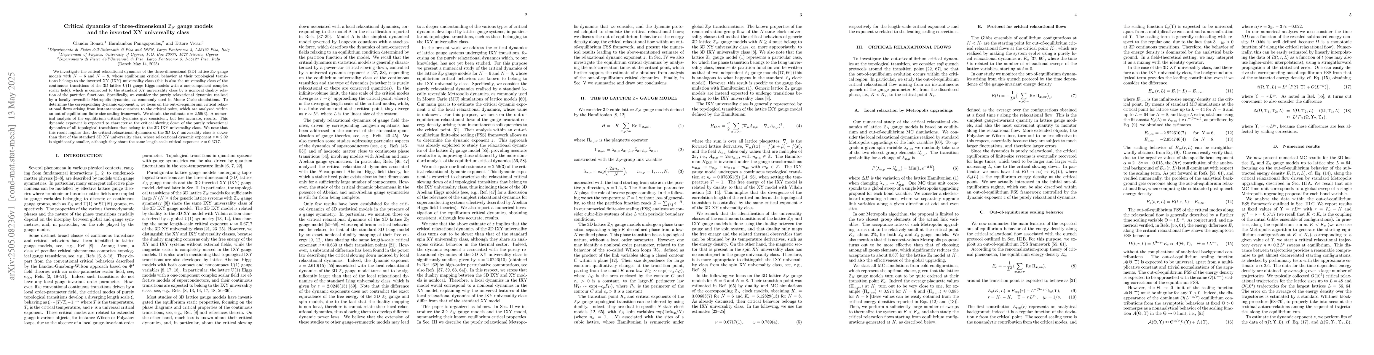 Thumbnail for Critical dynamics of three-dimensional $Z_N$ gauge models and the
  inverted XY universality class