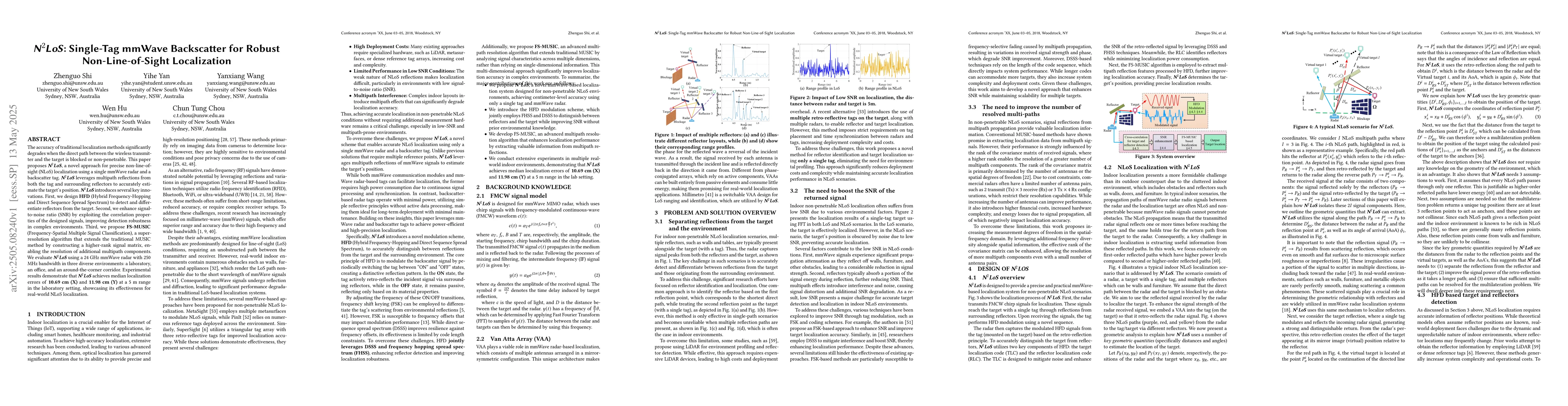 Thumbnail for N$^2$LoS: Single-Tag mmWave Backscatter for Robust Non-Line-of-Sight
  Localization