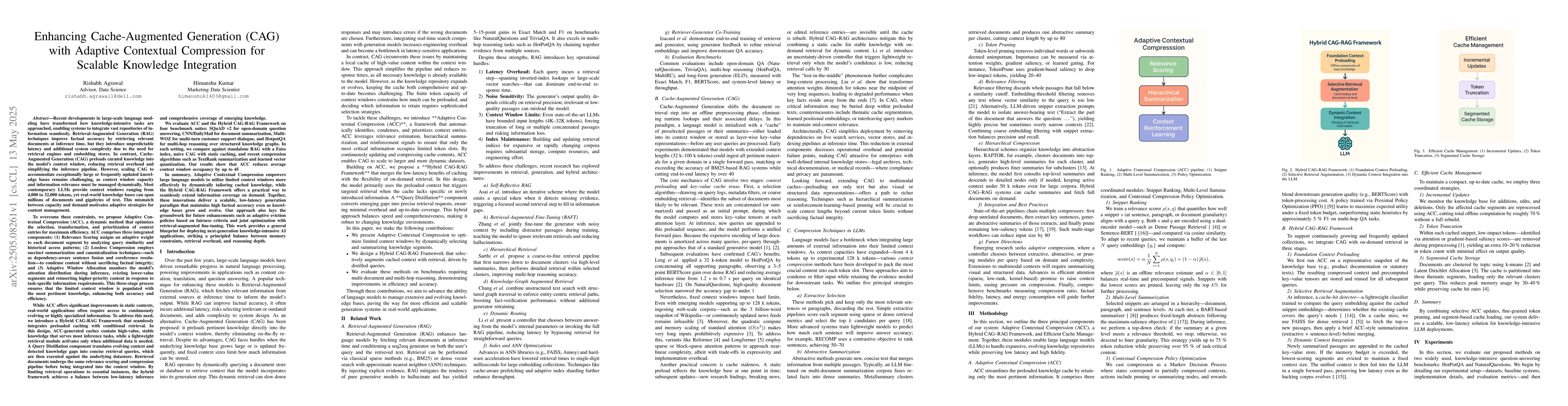 Thumbnail for Enhancing Cache-Augmented Generation (CAG) with Adaptive Contextual
  Compression for Scalable Knowledge Integration