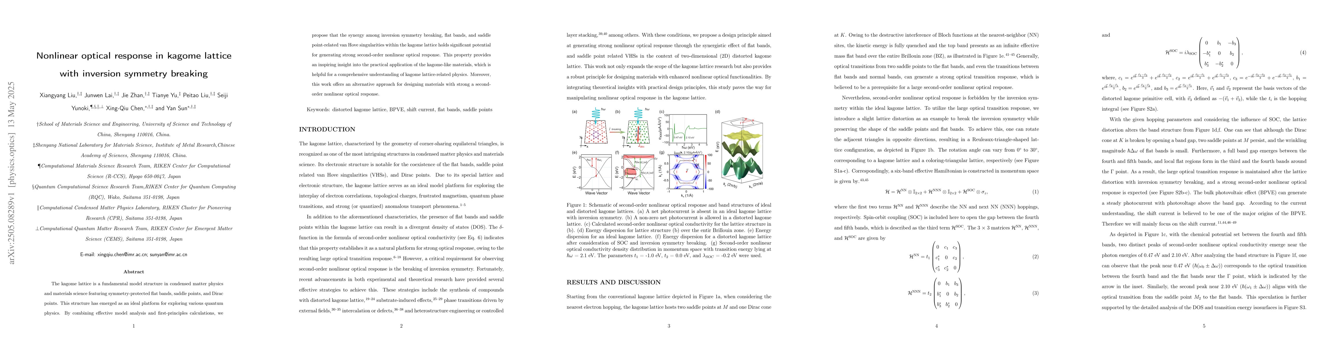 Thumbnail for Nonlinear optical response in kagome lattice with inversion symmetry
  breaking
