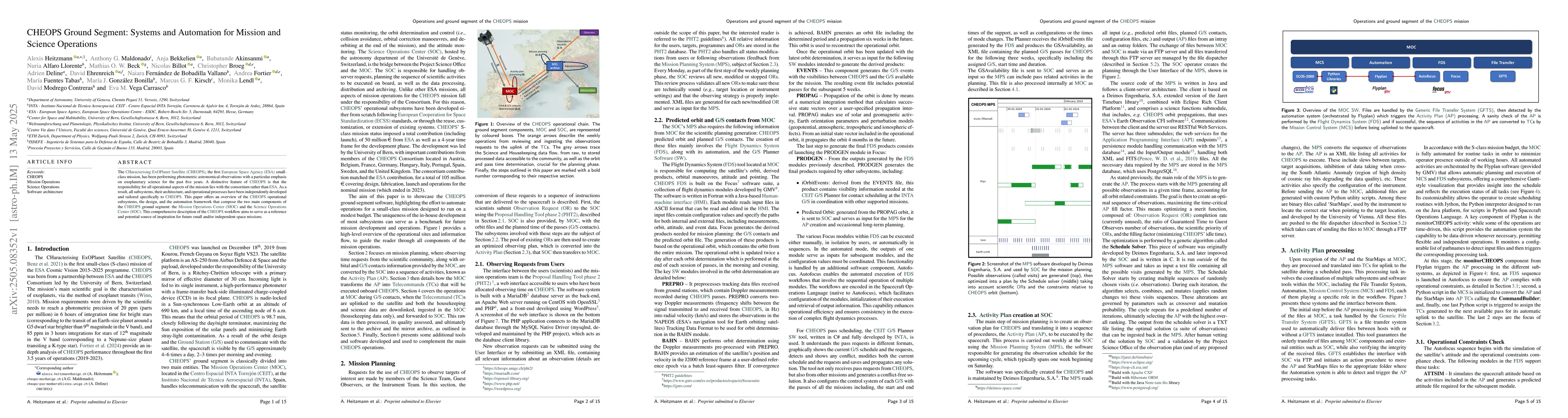Thumbnail for CHEOPS Ground Segment: Systems and Automation for Mission and Science
  Operations