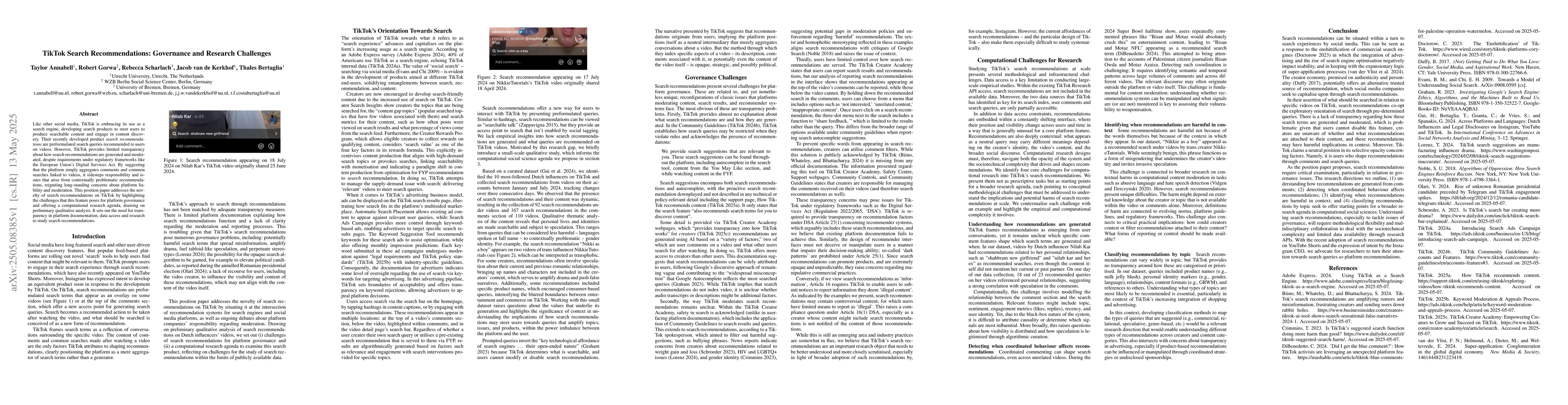 Thumbnail for TikTok Search Recommendations: Governance and Research Challenges