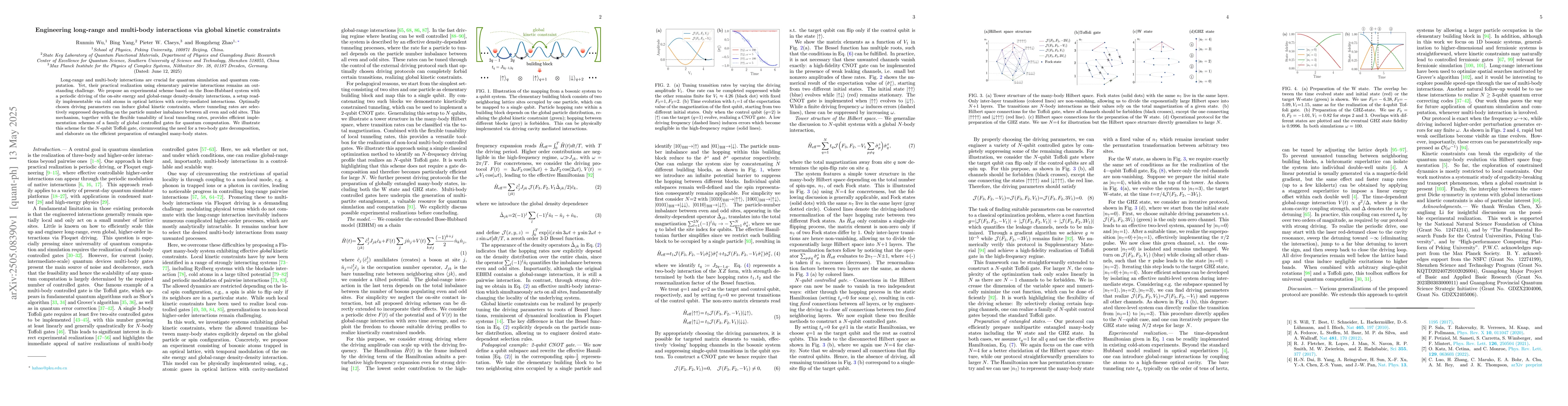 Thumbnail for Engineering long-range and multi-body interactions via global kinetic
  constraints