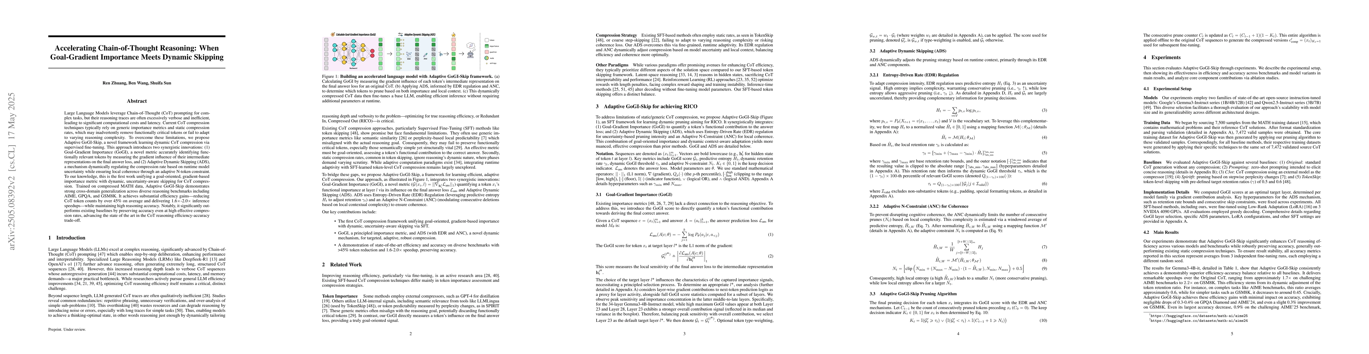 Thumbnail for Accelerating Chain-of-Thought Reasoning: When Goal-Gradient Importance
  Meets Dynamic Skipping