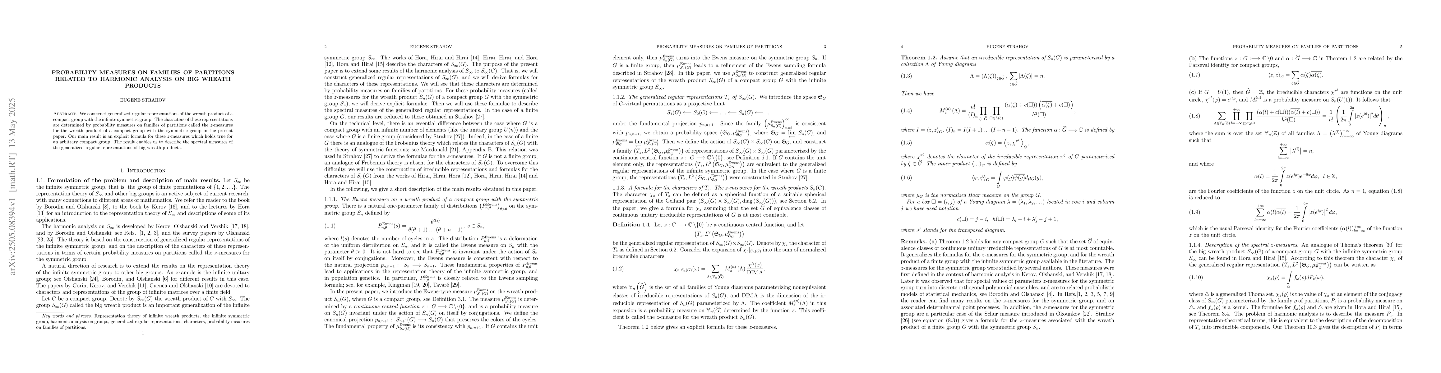 Thumbnail for Probability measures on families of partitions related to harmonic
  analysis on big wreath products